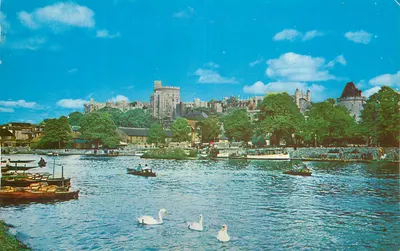 Rio Tâmisa e Castelo de Windsor — Série Natural Colour — The Photographic Greeting Card Co. Ltd., Londres