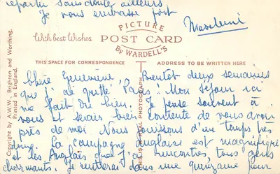 Bilhete postal moderno Fonte do Mar olhando para Leste à noite, Brighton — Verso