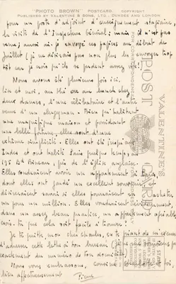 Os píeres do Oeste e do Palácio e a fachada marítima em Brighton — editor Valentine & Sons, n° G-7604 — Verso