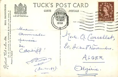 Cardiff — Vista panorâmica — Tuck's Post Card — Verso