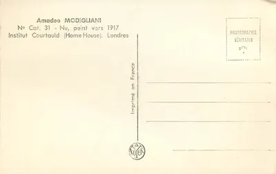 Nu de Modigliani — pintado por volta de 1917 — Instituto Courtauld (Home House), Londres — Verso