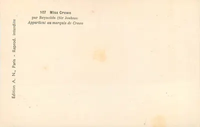 Miss Crewe — por Reynolds (Sir Joshua) — Edição A. N., Paris — Verso