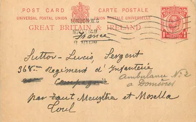 Sutter-Lucio, Sargento — 36º Regimento de Infantaria, Ambulância N°2 em Domèrètes — Grã-Bretanha e Irlanda