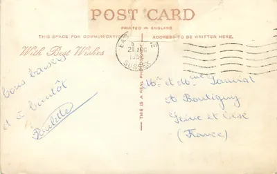 Bilhete postal moderno Centro de parada e Bandstand Eastbourne — Verso