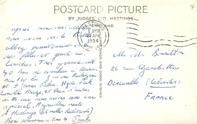 Castelo de Hastings — ruínas costeiras — Judges' Ltd. n°18952 — Verso
