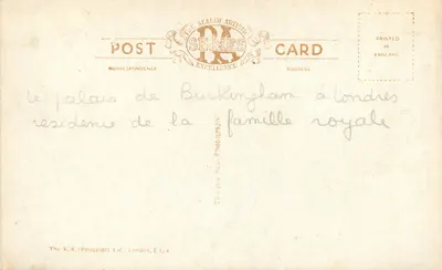Palacio de Buckingham - Londres — The R.A. (Postcards) Ltd. serie DA — Reverso
