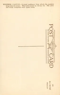 Castelo de Windsor visto do ar — Pan-Aero Pictures, Kingston-on-Thames, n°726 — Verso
