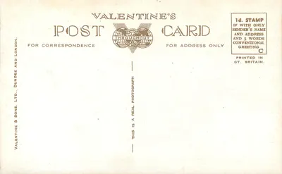 Haverfordwest — vista composta com monumento comemorativo — Valentine & Sons Ltd, Dundee — Verso