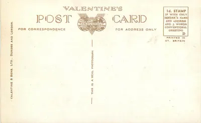 Micklegate Bar, York — vista histórica — Valentine's Postcard Ltd, Dundee & London — Verso