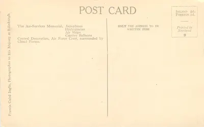 Pamiątka Narodowego Memuorialu Skandynawskiego — Memuorial Lotnictwa — Francis Card Inglis, Edynburg — Rewers