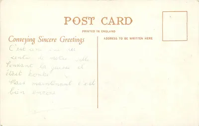 Royal Parade, Plymouth — widok miejski z autobusem i wieżą — wydawca nieznany, nr 76 — Rewers