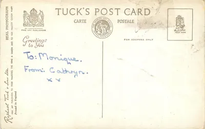 Bilhete postal moderno New Cliff Gardens Felixstowe — Verso