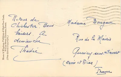 Katedra w Chichester — widok budynku — wydawca Wingham & Moore — Rewers