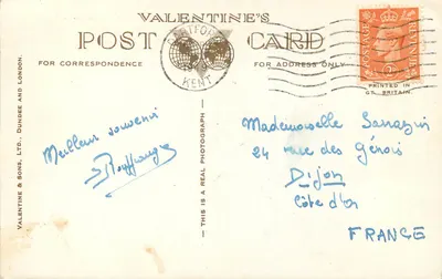 Dartford — Good Luck from a kitten — Valentine's Postcard — Verso