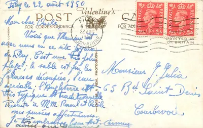 Filey z północy — widok plaży i statków — Valentine's & Sons Ltd, H.7810 — Rewers