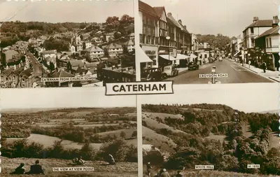 Caterham — vista desde a torre da igreja e a estrada de Croydon — Carta Postal Antiga M 1898