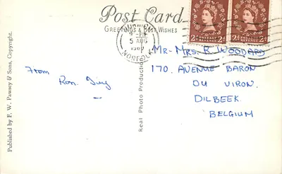 O lago com vela, Wells-next-Sea — W. 12 — Publicado por F. W. Pawsey & Sons — Verso