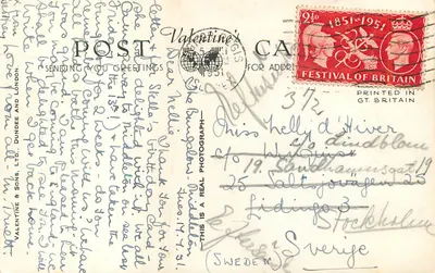 La plage, Middleton-on-Sea — vue de la côte avec digues et maisons — éditeur Valentine & Sons, Ltd. n° H.7226 — Verso