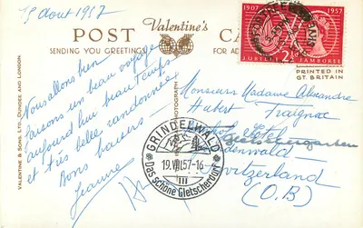 Trzy Siostry — Le Gorge — Le Glen de Weeping — Wydawca Valentine & Sons Ltd., Dundee — Rewers