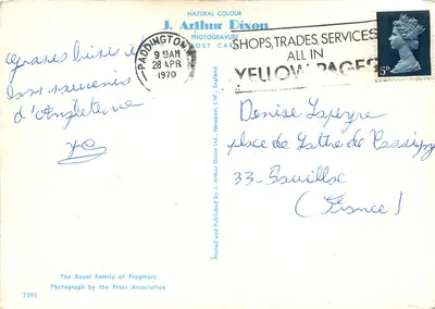 La famiglia reale britannica — Frogmore — J. Arthur Dixon, n°7395 — Verso