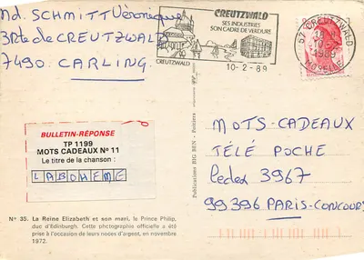 A Rainha Elizabeth e o Príncipe Philip — seus casamento de prata em novembro de 1972 — Publicações BIG BEN, Poitiers — Verso