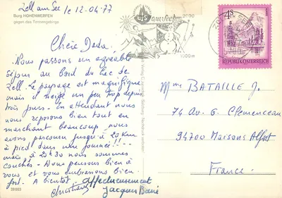 Castelo de Hohenwerfen — contra os Tennengebirge — Editor C. Jurschick, Salzburgo — Verso