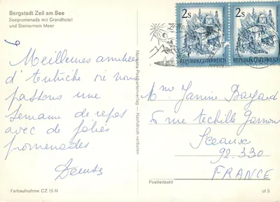 Zell am See — Grandhotel e passeio lacustre — Monnana-Postkartenverlag — Verso