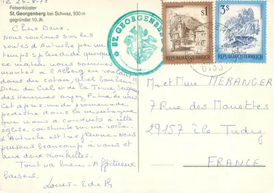 St. Georgenberg — kościoł na skałach — wydawca Tullion, numer seryjny nieczytelny — Rewers
