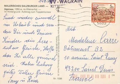 Jägersee — lago alpino cercado de montanhas e chalés — Kunstverlag Brigitte David-Grundler — Verso