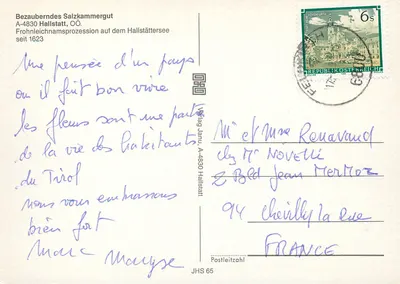 Hallstatt — Widok z powietrza wsi i jeziora — Verlag Janu, A-4830 Hallstatt — Rewers