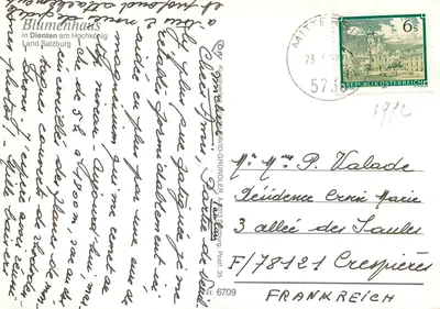 Blumenhaus in Dienten am Hochkönig — Land Salzburg — editor Kustenwerte David Gründler, n° 6709 — Verso