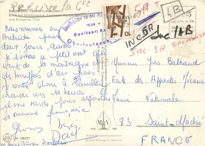 Rauthütte, 1600 m z Mundeliff — widok na Dreitorspitze, Leutasch, Karwendelgebirge — Alpina Verlag, H 140 271 — Rewers