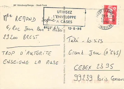 Günzburg/Donau - Torre da Cidade — editor Bildverlag Arthur L. Traut, n° 867 — Verso