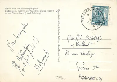 Zittrerauertisch, 2461 m — schneeverkrustete Panoramaansicht — Verlag Alfred Gründler Salzburg — Rückseite