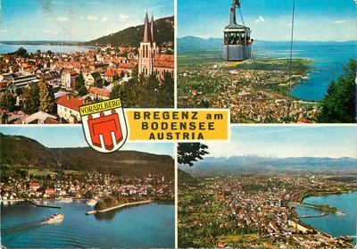 Bregenz no Lago de Constança — vista panorâmica com teleférico — editor: Johne Foto Risch/Lau