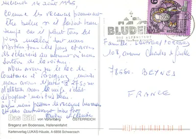Bregenz am Bodensee — Haveneinfahrt — Kartenverlag LUKAS-Häusle, A-6858 Schwarzach — Rewers