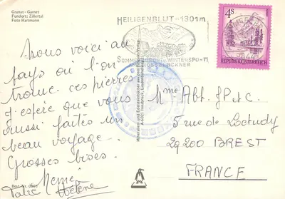 Granat - Garnet — Localização: Zillertal — Foto Hartmann — Número de pedido 0695 — Verso