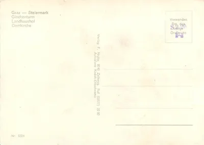Graz-Steiermark — Torre das Campanas, Landhaushof, Catedral — Verlag F. Hruby — Verso
