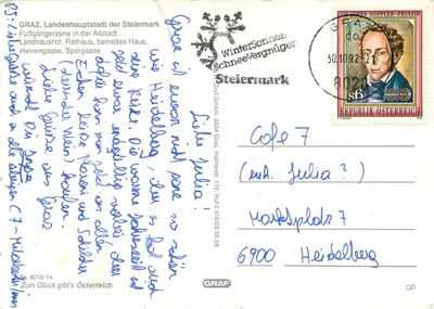 Graz — Groet uit Graz — uitgever Graf GmbH, n° 8010-14 — Achterkant