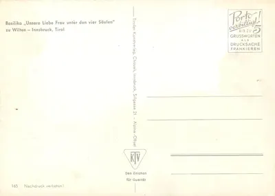 Basílica Nossa Senhora sob as quatro colunas — Innsbruck, Tirol — Tiroler Kunstverlag, Chizzali — Verso