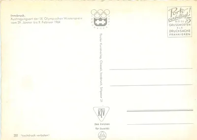 Innsbruck — Miasto olimpijskie 1964 — Tiroler Kunstverlag — Rewers
