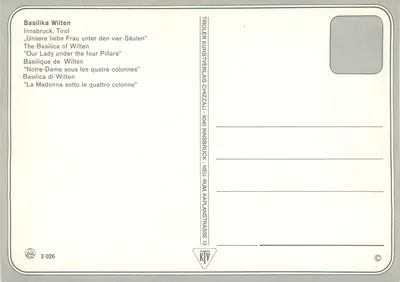 Basílica de Wilten — Innsbruck, Tirol — editor Tiroler Kunstverlag Chizzali, n° 3 026 — Verso