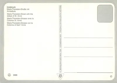 Innsbruck — Alpenstadt Tirol, Dachgarten Europas — wydawca Tiroler Kunstverlag Chizzali, nr 3006 — Rewers