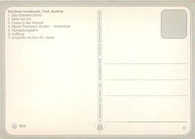 Innsbruck — widok panoramiczny — Tiroler Kunstverlag Chizzall — Rewers