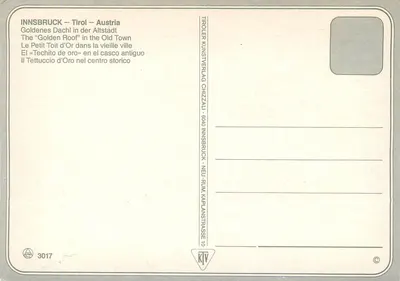 Innsbruck — Telhado de Ouro na velha cidade — Tiroler Kunstverlag Chizzalù, n° 3017 — Verso