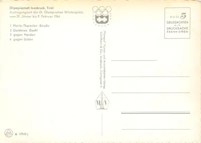 Innsbruck — Cidade Olímpica 1964 — Monopol- Kunst & Co. — Verso