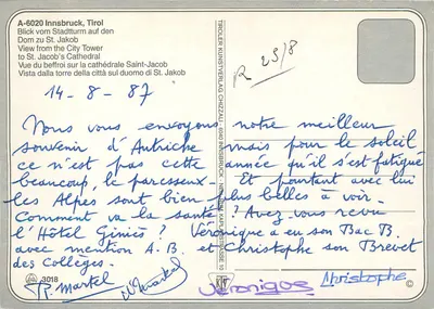 Innsbruck, Tyrol — Widok katedry św. Jakuba — wydawca Tiroler Kunstverlag Chizzi, n° A-6020 — Rewers