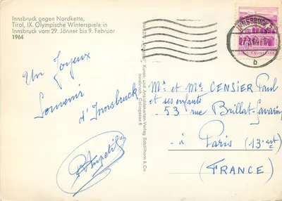 Innsbruck — nocny widok na tle gór Nordkette — wydawca 'Wopopli' n°279 — Rewers