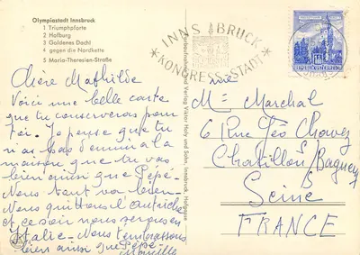 Innsbruck — Cidade Olímpica — editor Hofgasse — Verso
