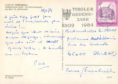 Innsbruck - Helblinghaus — Spätna gotyckie budynki z rokokowym fasadem — H. Purner, Nr. 60/39 — Rewers